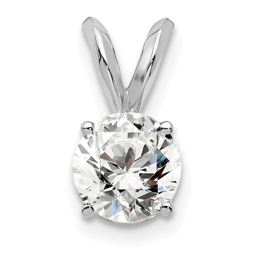 14k White Gold 1/4 carat Lab Grown Diamond VS/SI+ G+ Round Complete Four Prong Solitaire Pendant
