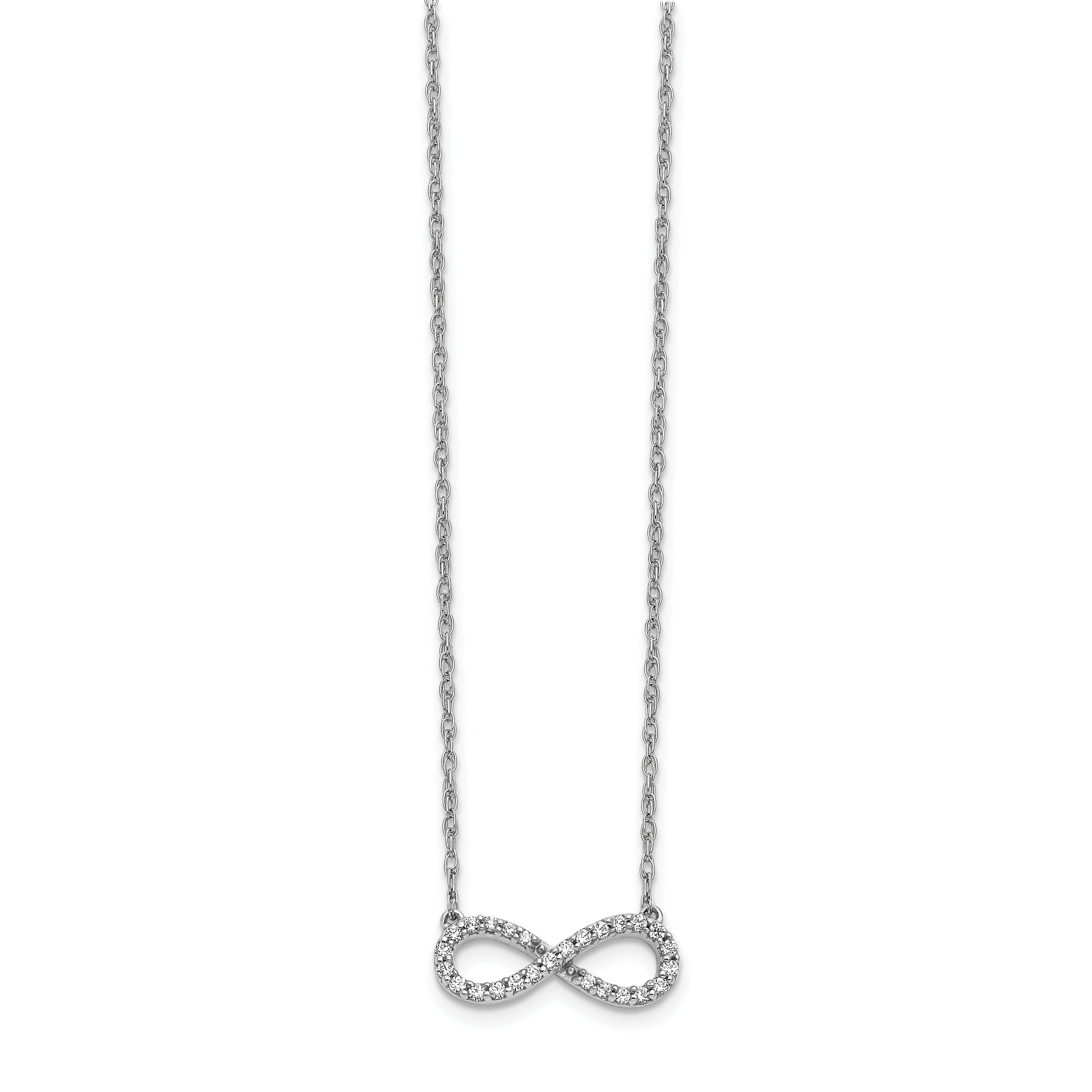 14k White Gold 1/6 carat Lab Grown Diamond VS/SI+ G+ Complete 18 inch Infinity Symbol Necklace