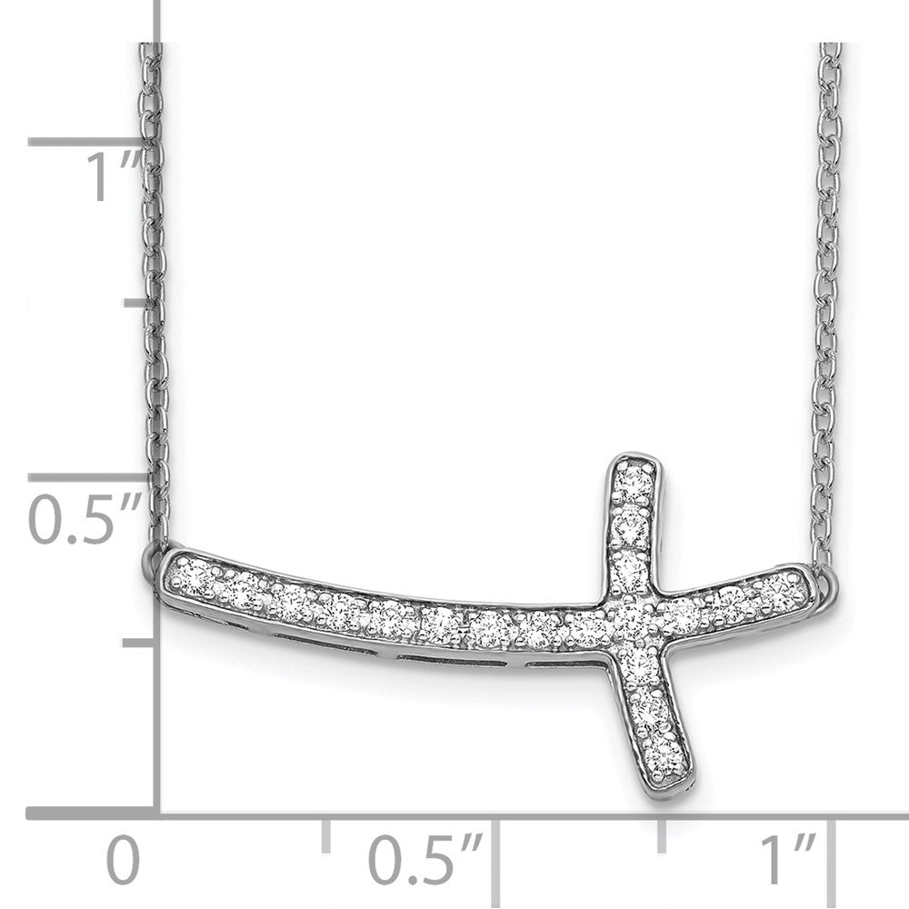 14K White Gold Lab Grown Diamond Vs/Si Fgh Sideways Cross 18In Neckl