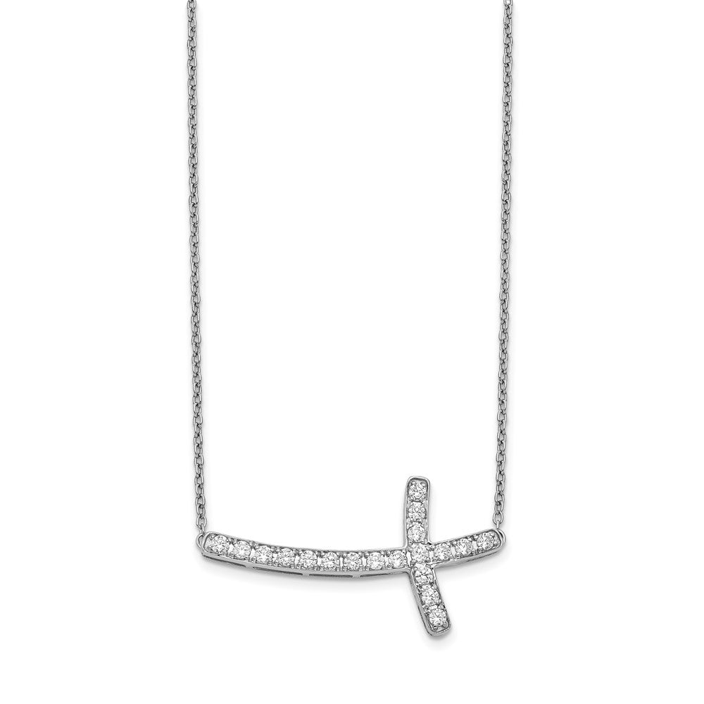 14K White Gold Lab Grown Diamond Vs/Si Fgh Sideways Cross 18In Neckl