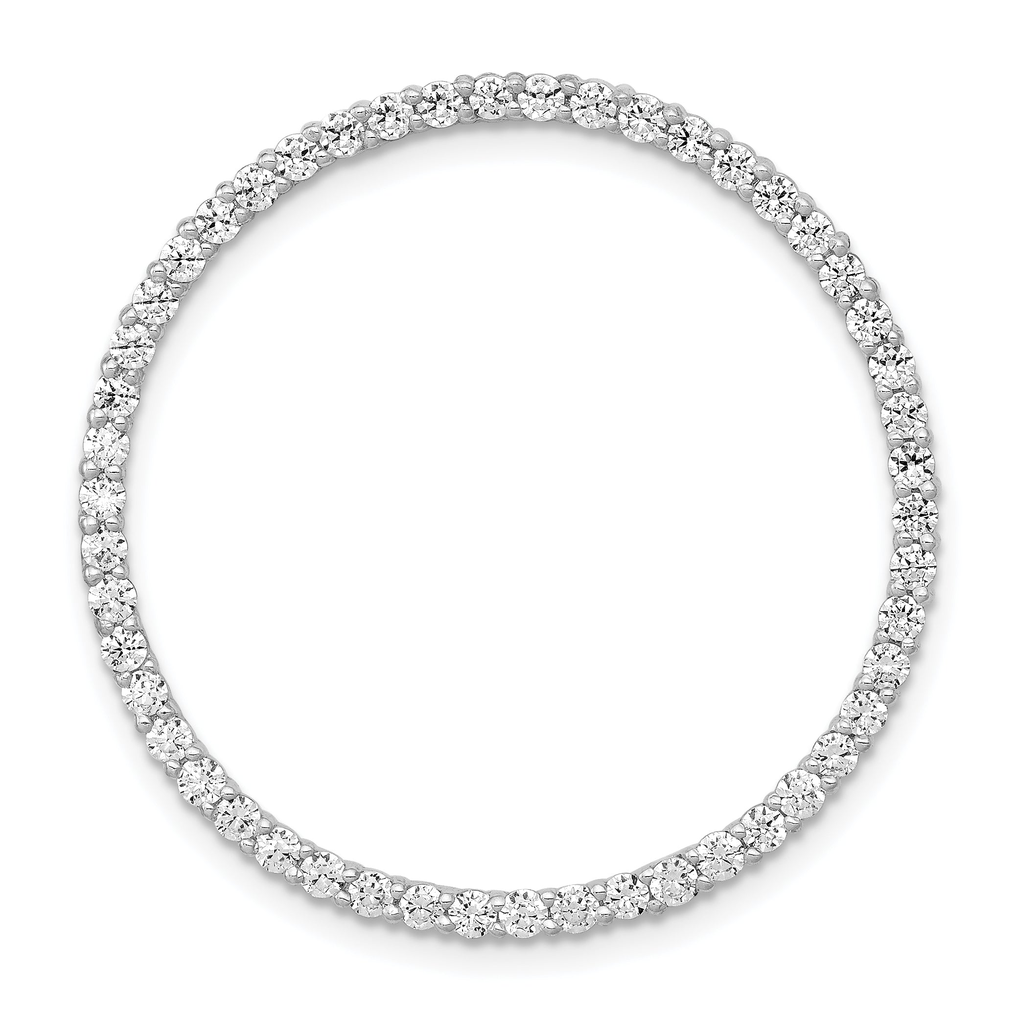 14k White Gold 3/4 carat Lab Grown Diamond VS/SI+ G+ Circle Chain Slide Pendant