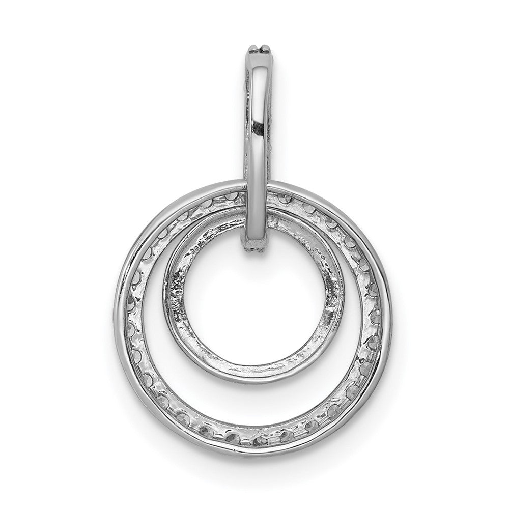 14K White Gold Lab Grown VS/SI FGH Dia Double Circle Dangle Pendant