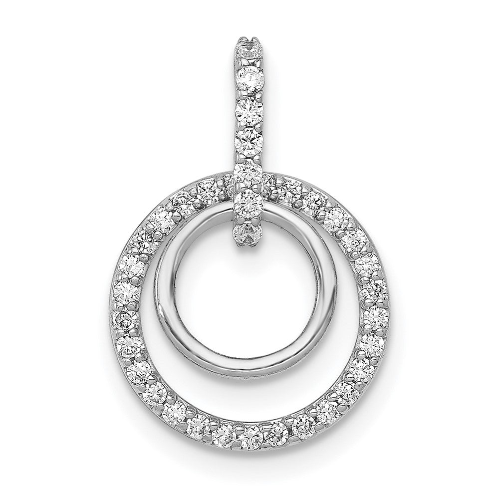 14K White Gold Lab Grown VS/SI FGH Dia Double Circle Dangle Pendant