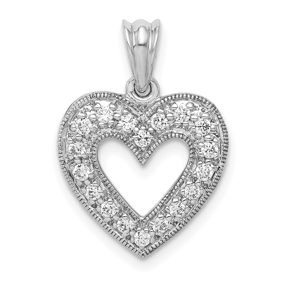 14K White Gold Lab Grown Diamond VS/SI FGH Heart Pendant