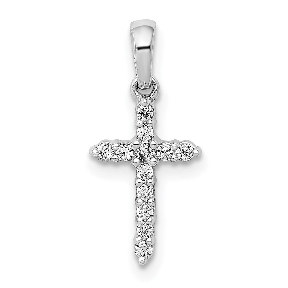 14K White Gold Lab Grown VS/SI FGH Dia Cross Pendant