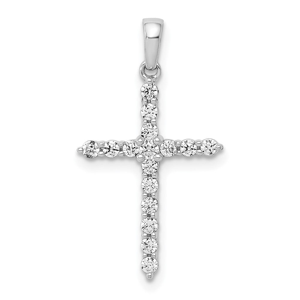14K White Gold Lab Grown Diamond Vs/Si Fgh Cross Pendant