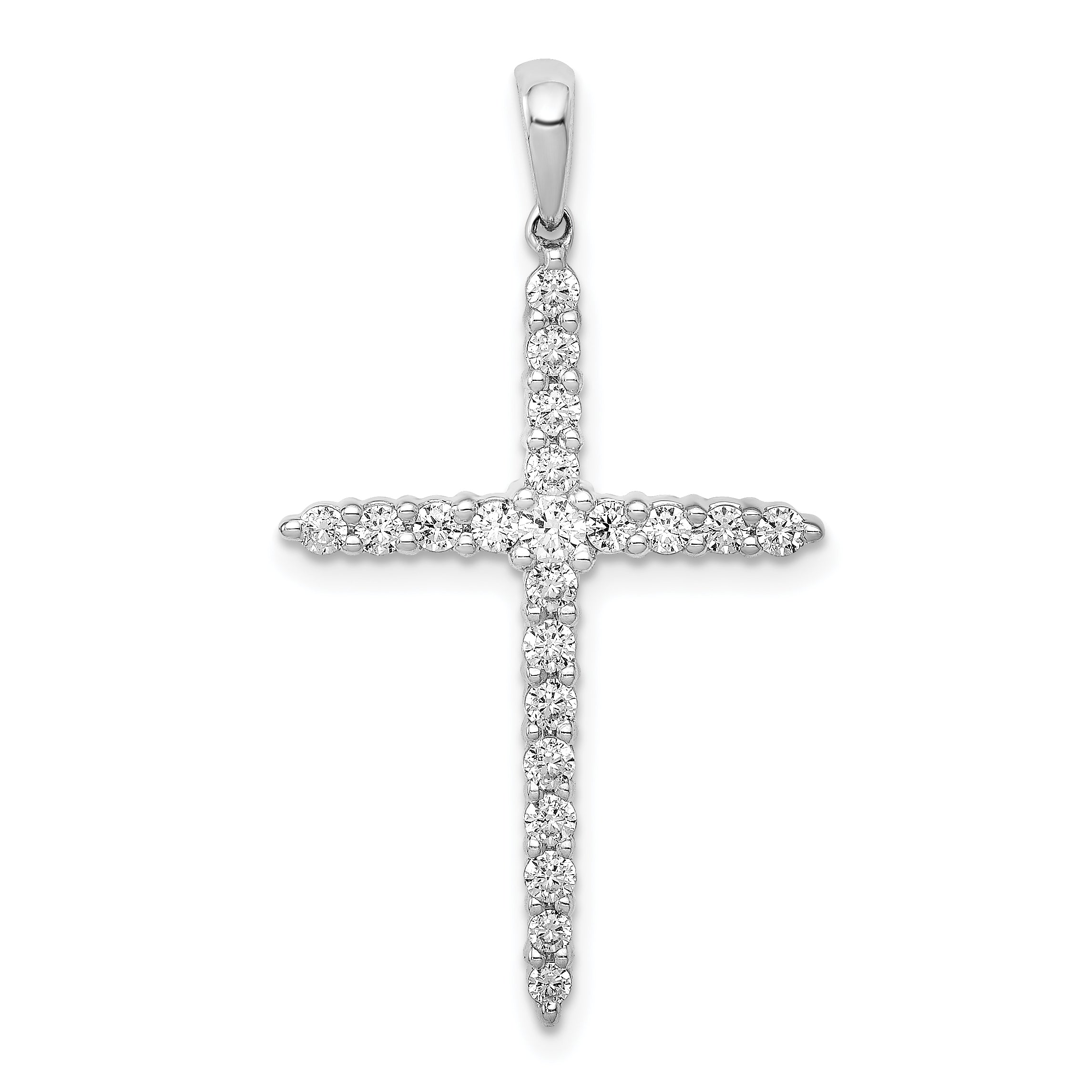 14k White Gold 1 carat Lab Grown Diamond VS/SI+ G+ Complete 18 inch Cross Pendant Necklace