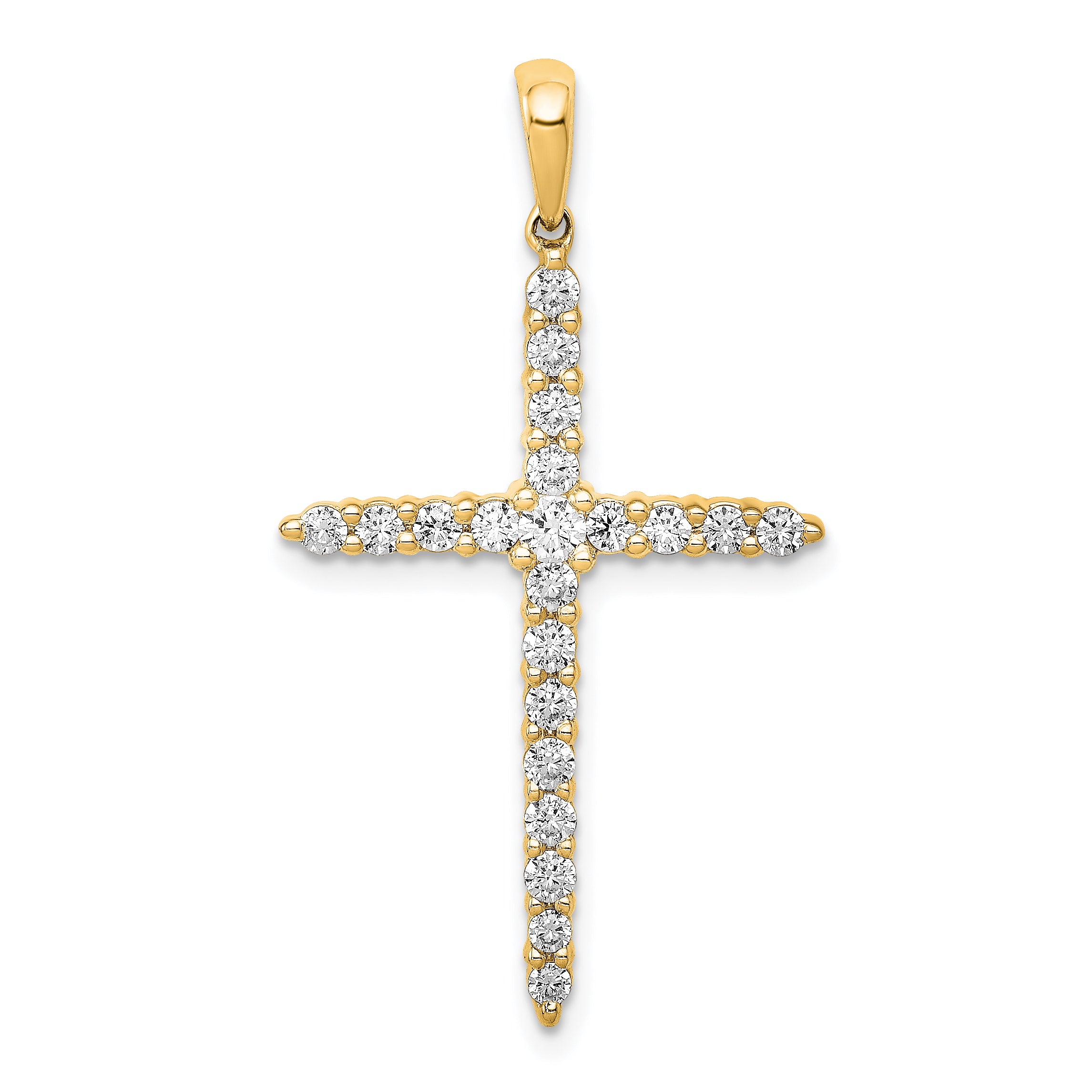 14k 1 carat Lab Grown Diamond VS/SI+ G+ Complete 18 inch Cross Pendant Necklace