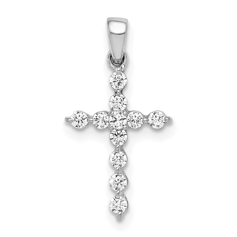 14K White Gold Lab Grown Diamond VS/SI FGH Cross Pendant