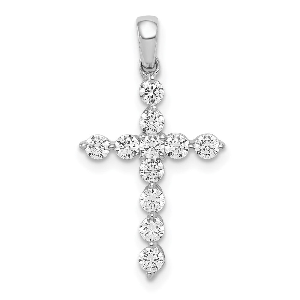 14K White Gold Lab Grown Diamond VS/SI FGH Cross Pendant