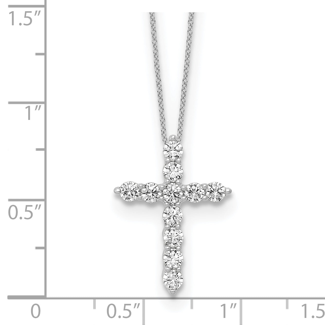 10k White Gold 3/4 carat Lab Grown Diamond VS/SI+ G+ Complete 18 inch Cross Pendant Necklace