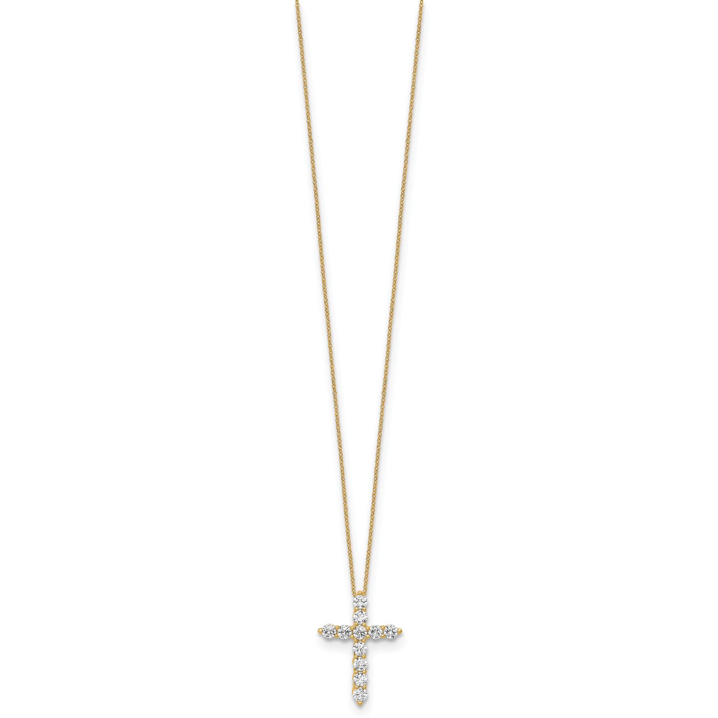 10k White Gold 3/4 carat Lab Grown Diamond VS/SI+ G+ Complete 18 inch Cross Pendant Necklace