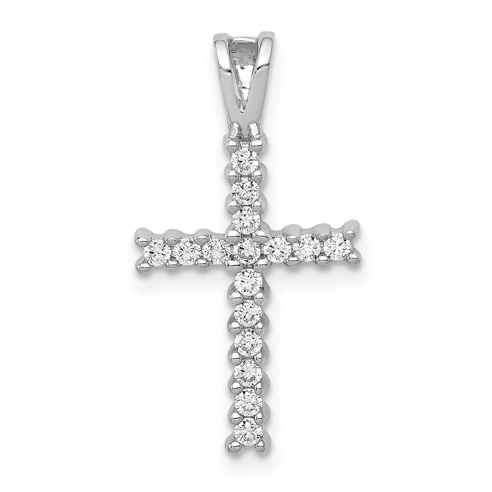 14K White Gold Lab Grown Diamond Vs/Si Fgh Latin Cross Pendant