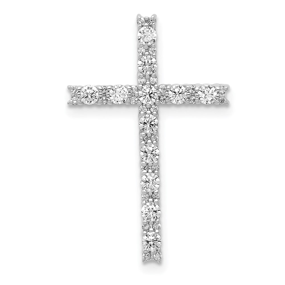 14K White Gold Lab Grown VS/SI FGH Dia Latin Cross Pendant