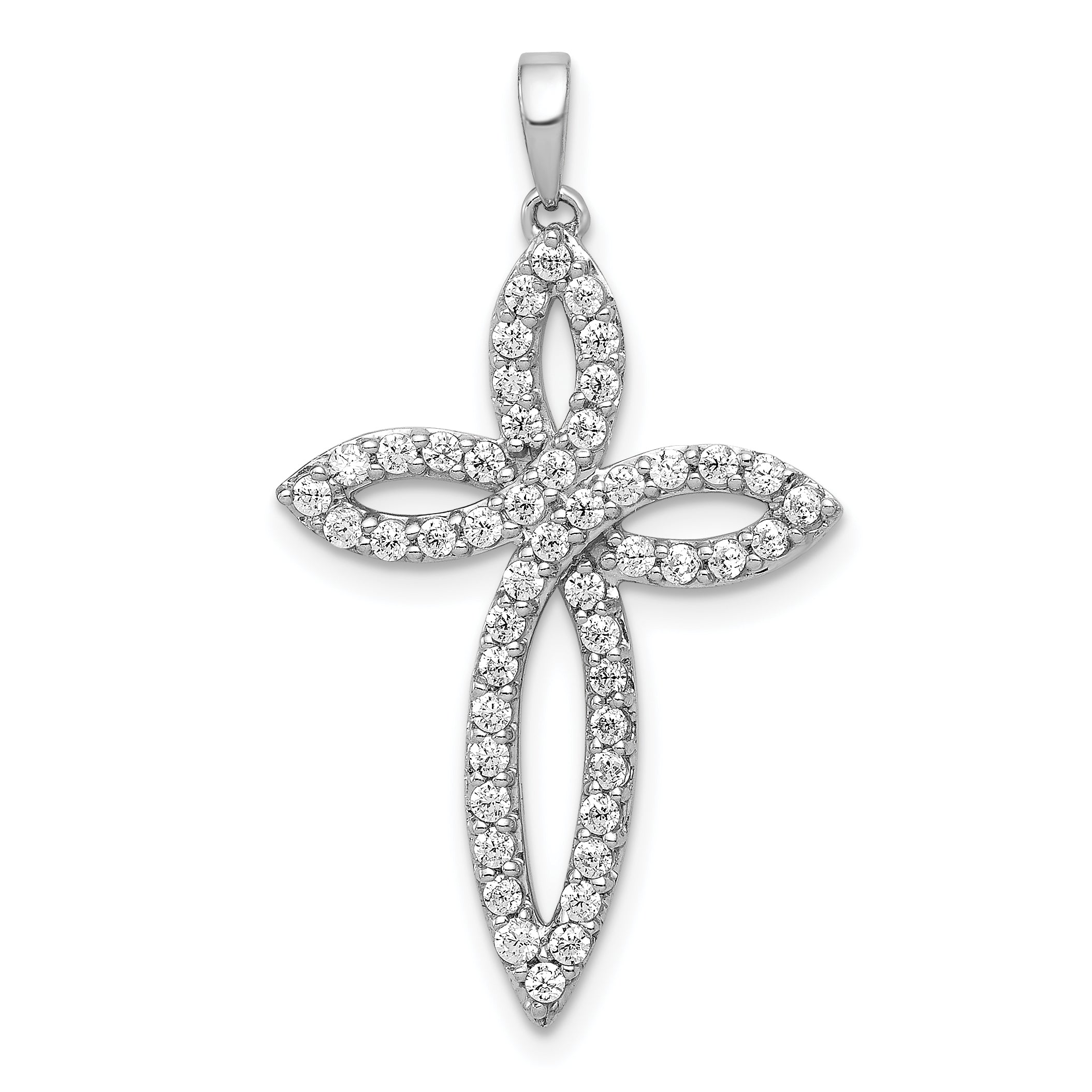 14k White Gold 1/2 carat Lab Grown Diamond VS/SI+ G+ Complete Cross Pendant