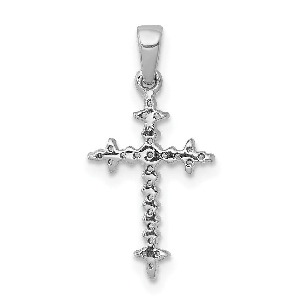 14K White Gold Lab Grown VS/SI FGH Dia Fleur de Lis Cross Pendant