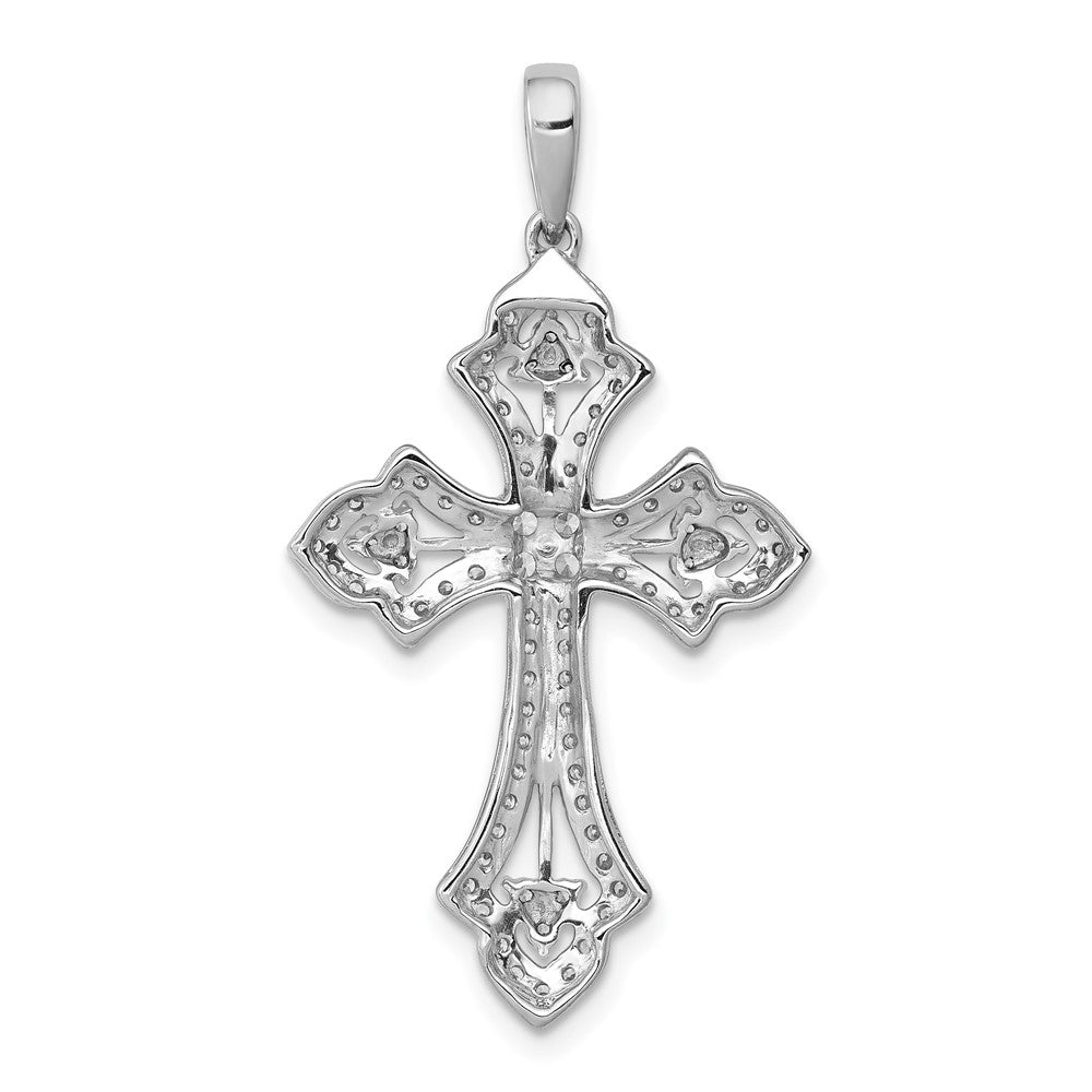 14K White Gold Lab Grown Vs/Si Fgh Dia Fancy Cross Pendant