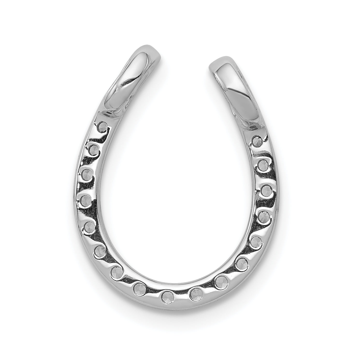 14k White Gold 1/3 carat Lab Grown Diamond VS/SI+ G+ Complete Horseshoe Chain Slide Pendant