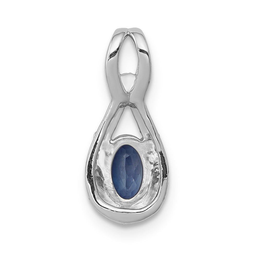 14K White Gold Lab Grown VS/SI FGH Dia and Created Blue Sapphire Pendant