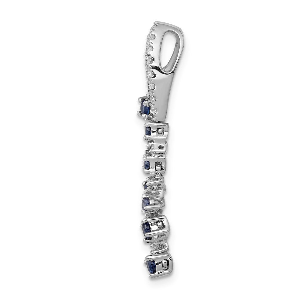 14K White Gold Lab Grown Diamond Vs/Si Fgh & Created Sapphire Pendan