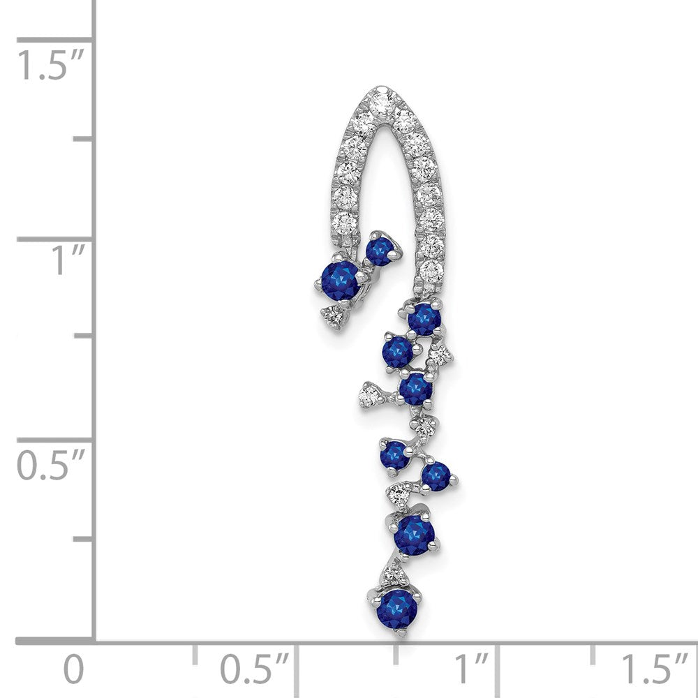 14K White Gold Lab Grown Diamond Vs/Si Fgh & Created Sapphire Pendan