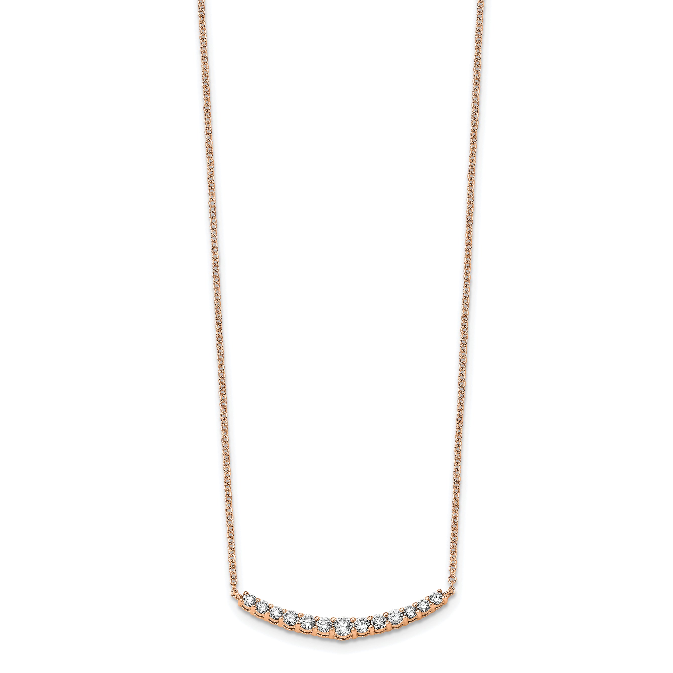True Origin 14k Rose Gold 1/2 carat Lab Grown Diamond VS+ F+ Complet 18 inch Fashion Bar Necklace