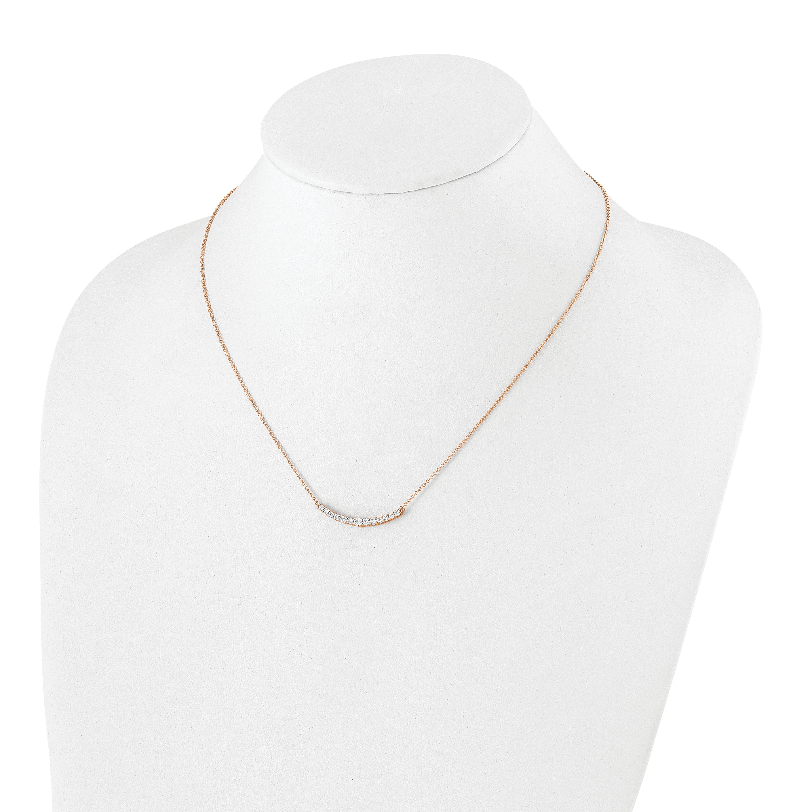 14k Rose Gold 1/2 carat Lab Grown Diamond VS+ F+ Complet 18 inch Fashion Bar Necklace