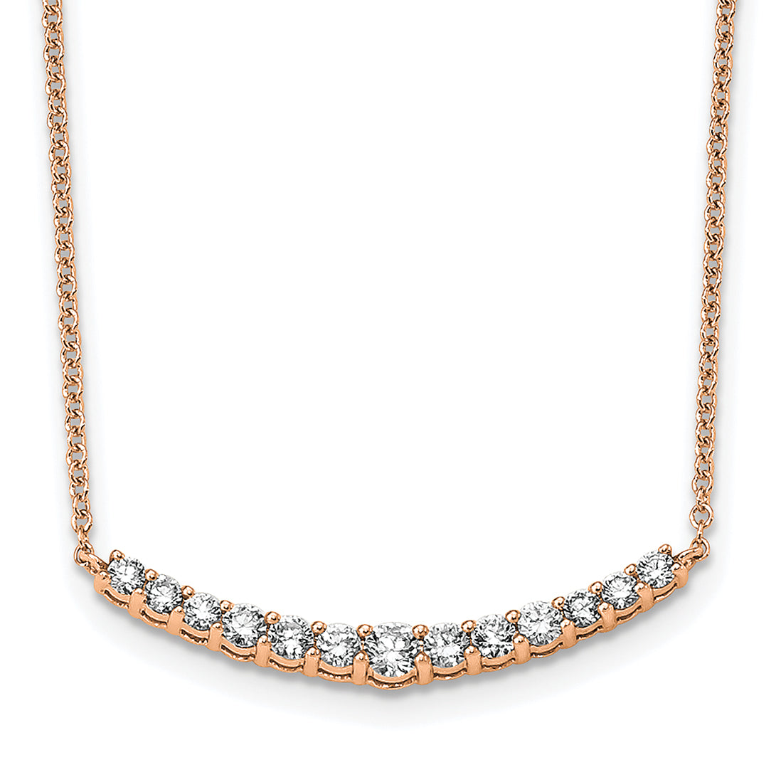 True Origin 14k Rose Gold 1/2 carat Lab Grown Diamond VS+ F+ Complet 18 inch Fashion Bar Necklace