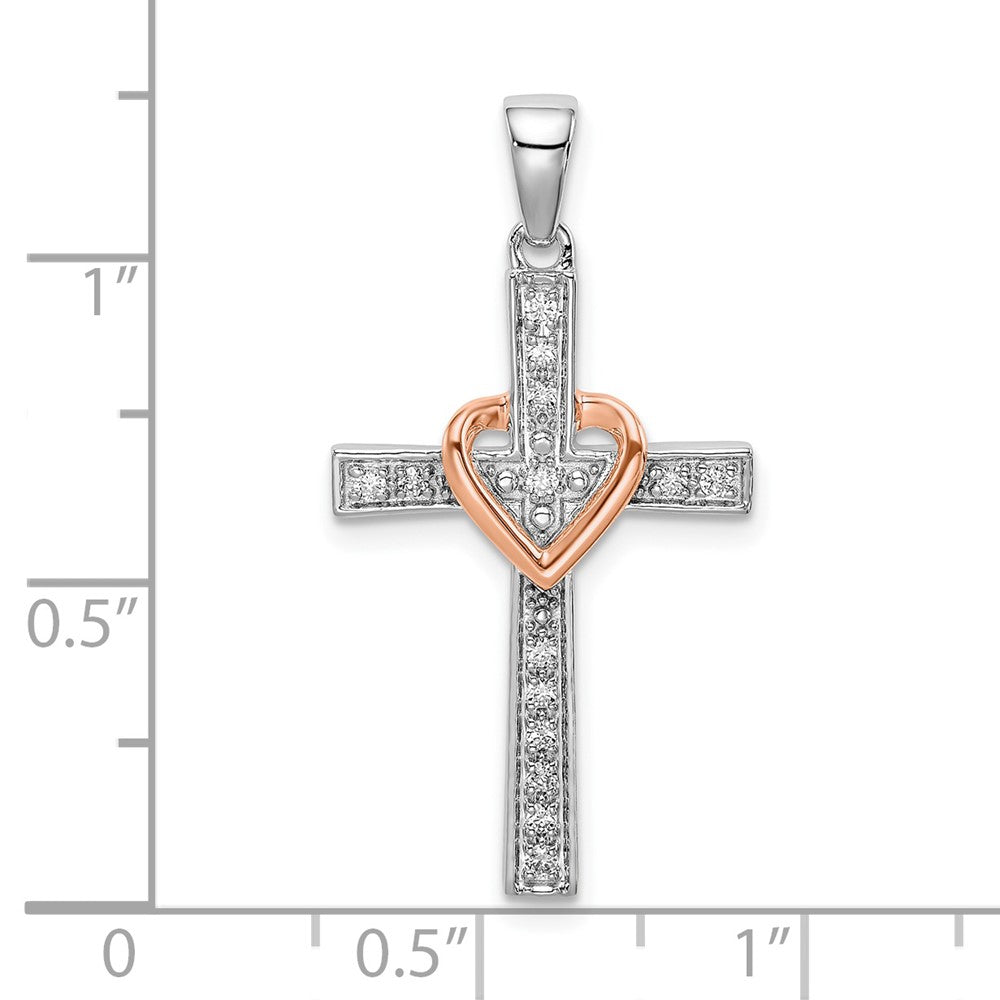 14K Two-Tone Lab Grown Diamond VS/SI FGH Heart Cross Pendant