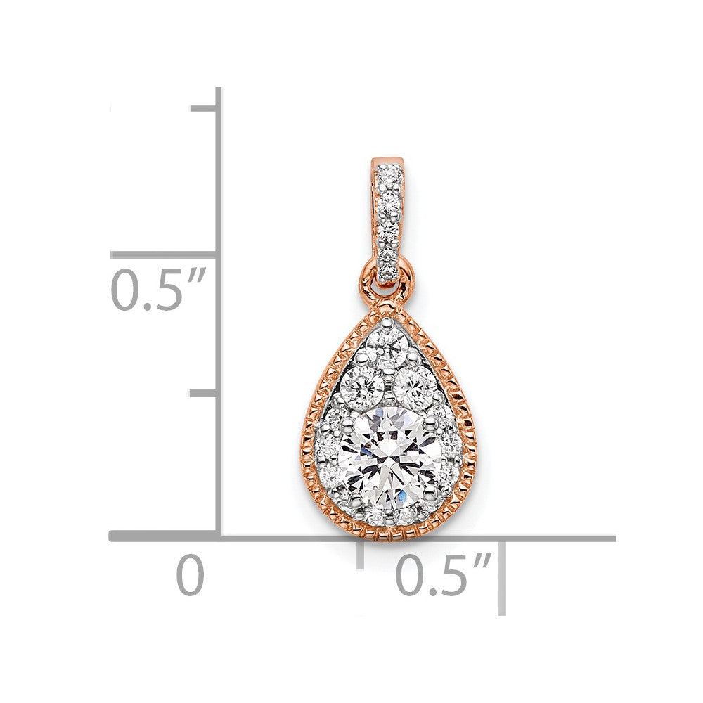 14K Rose Gold Lab Grown Diamond VS/SI FGH Complete Teardrop Pendant