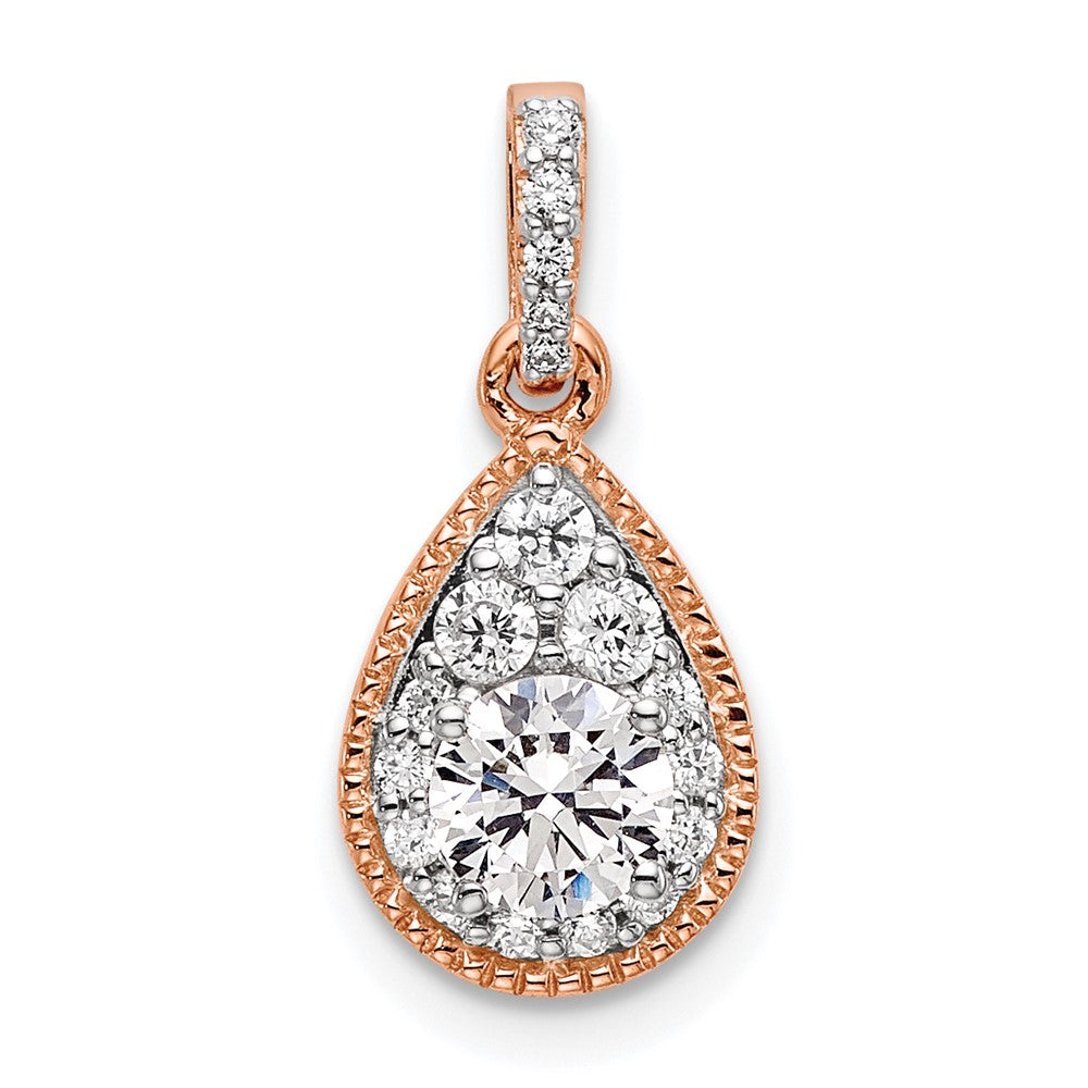 14K Rose Gold Lab Grown Diamond VS/SI FGH Complete Teardrop Pendant