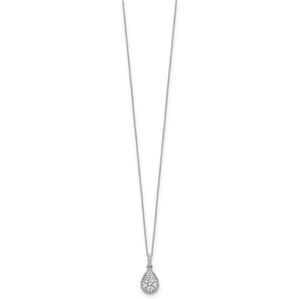 14K White Gold Teardrop Complete Lab Grown Vs/Si Fgh Dia Pendant W/ Chain