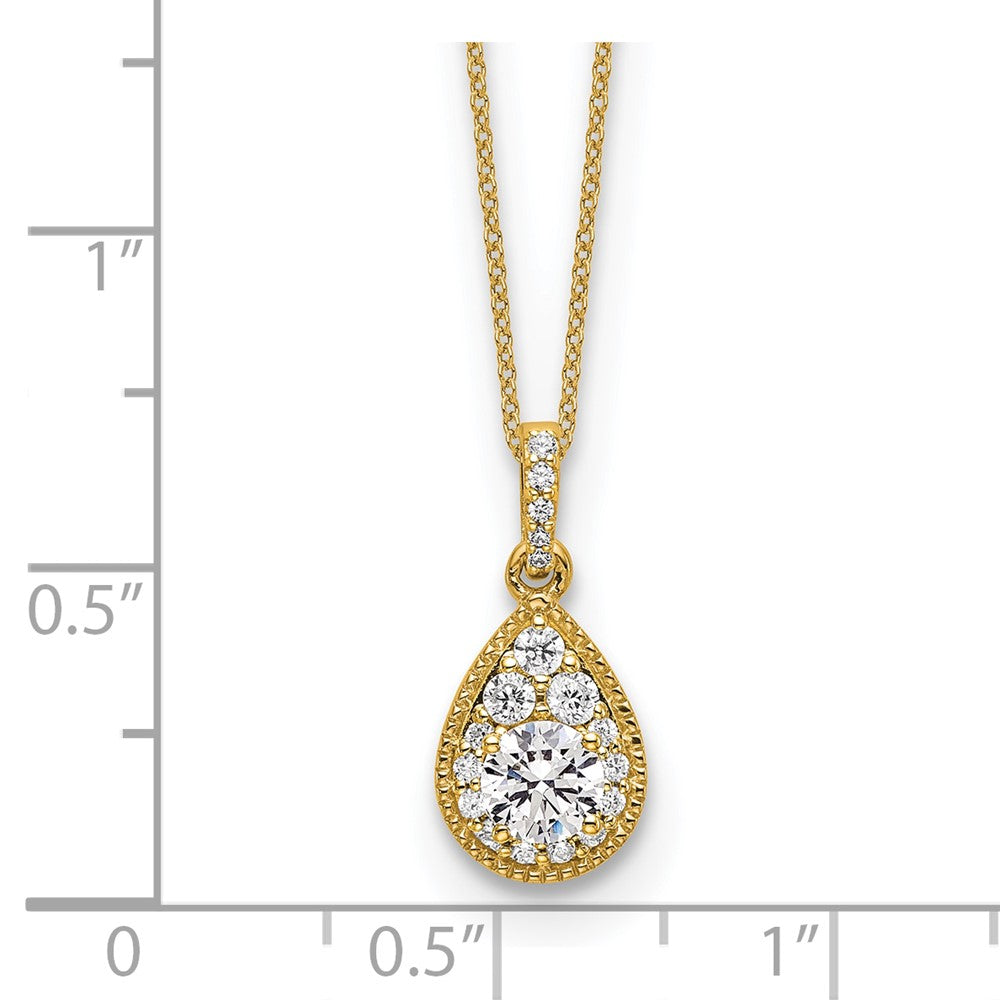 14K Teardrop Complete Lab Grown Vs/Si Dia Pendant Necklace