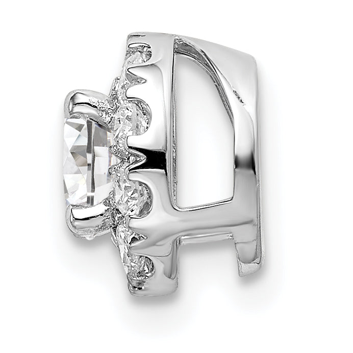 14k White Gold 3/4 carat Lab Grown Diamond VS/SI+ G+ Round Halo Chain Slide Pendant