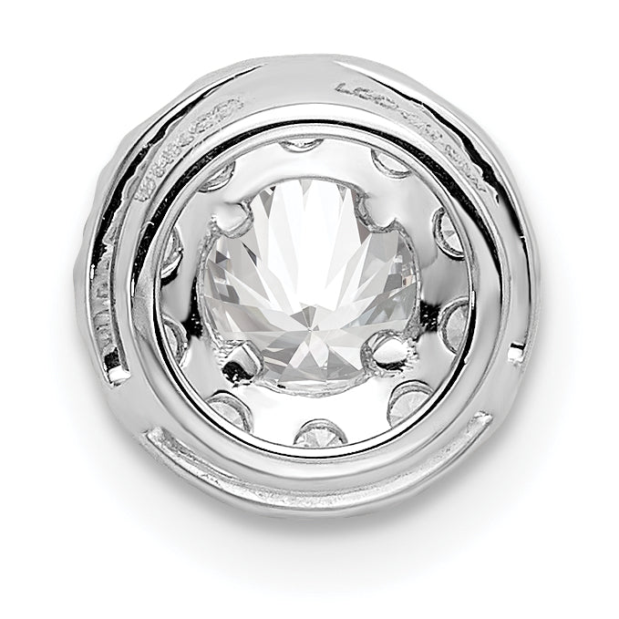 14k White Gold 3/4 carat Lab Grown Diamond VS/SI+ G+ Round Halo Chain Slide Pendant