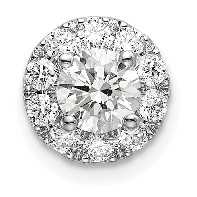 14k White Gold 3/4 carat Lab Grown Diamond VS/SI+ G+ Round Halo Chain Slide Pendant