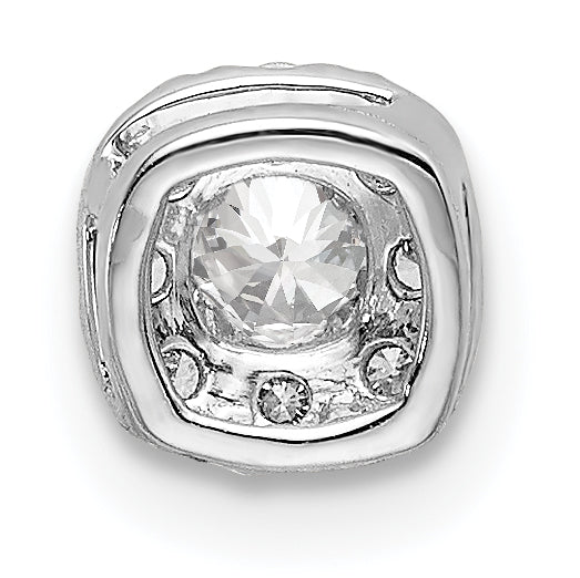 14k White Gold 1/4 carat Lab Grown Diamond VS/SI+ G+ Complete Cushion Halo Chain Slide Pendant