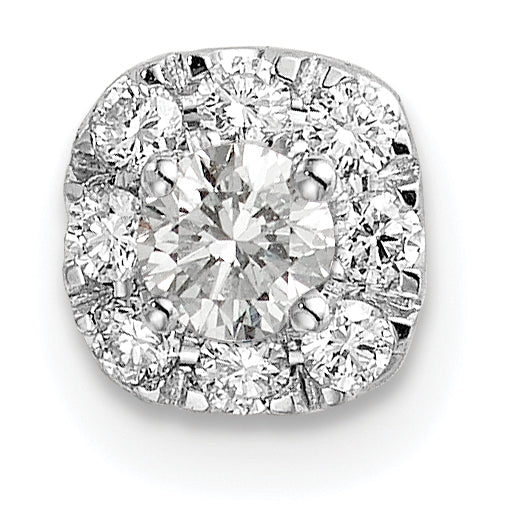 14k White Gold 1/4 carat Lab Grown Diamond VS/SI+ G+ Complete Cushion Halo Chain Slide Pendant