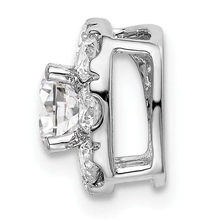 14k White Gold 1/4 carat Lab Grown Diamond VS/SI+ G+ Complete Cushion Halo Chain Slide Pendant
