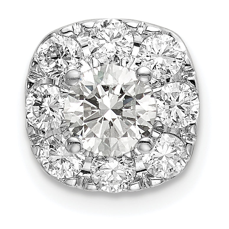 14k White Gold 1/4 carat Lab Grown Diamond VS/SI+ G+ Complete Cushion Halo Chain Slide Pendant