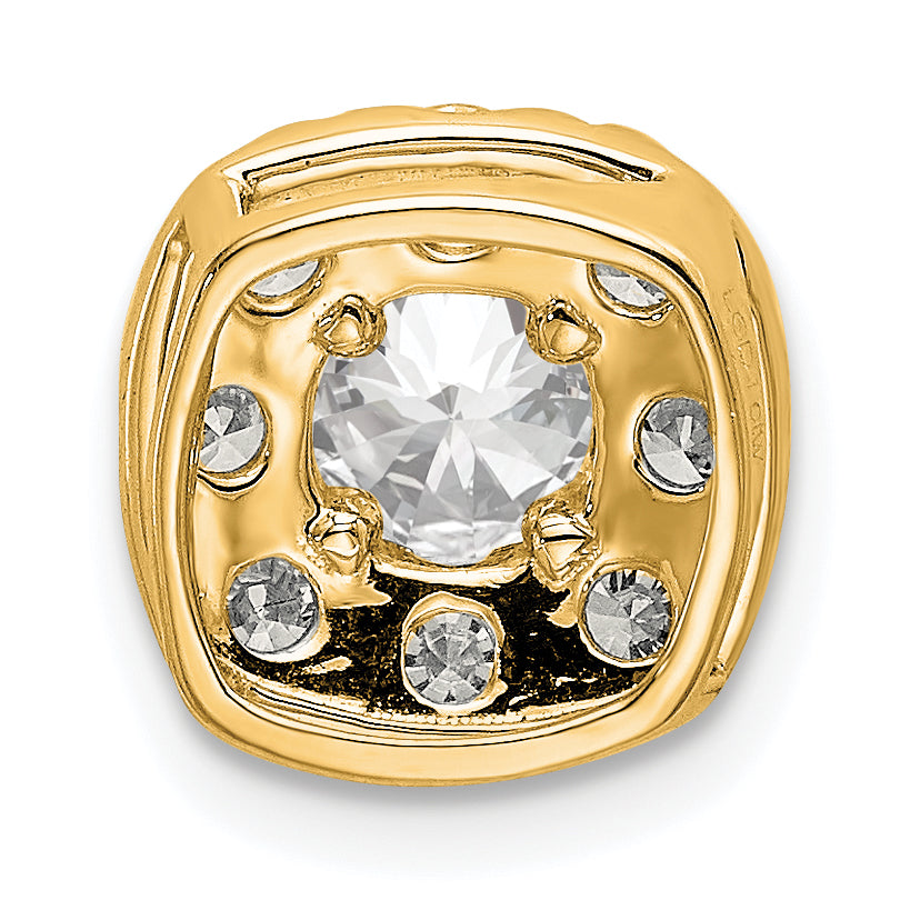 14k White Gold 1/4 carat Lab Grown Diamond VS/SI+ G+ Complete Cushion Halo Chain Slide Pendant