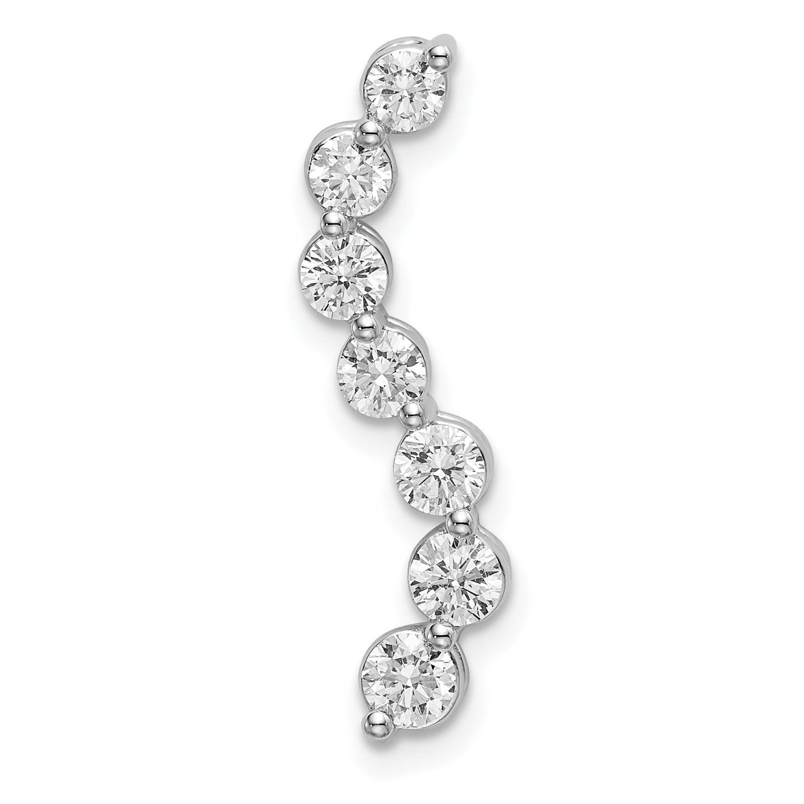 14k White Gold 3/4 carat Lab Grown Diamond VS/SI+ G+ Seven Stone Curved Bar Chain Slide Pendant