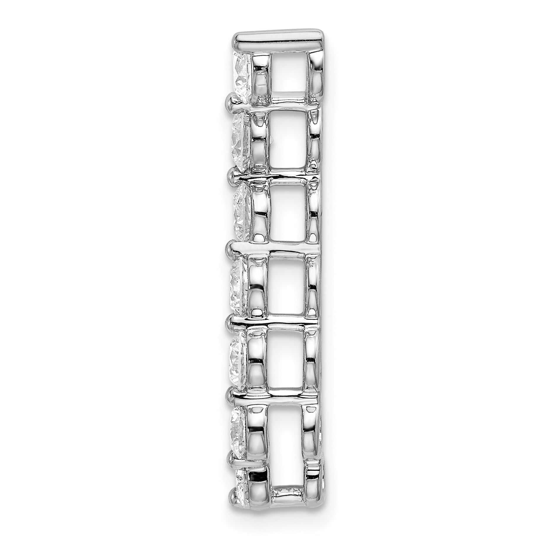 14k White Gold 3/4 carat Lab Grown Diamond VS/SI+ G+ Seven Stone Curved Bar Chain Slide Pendant