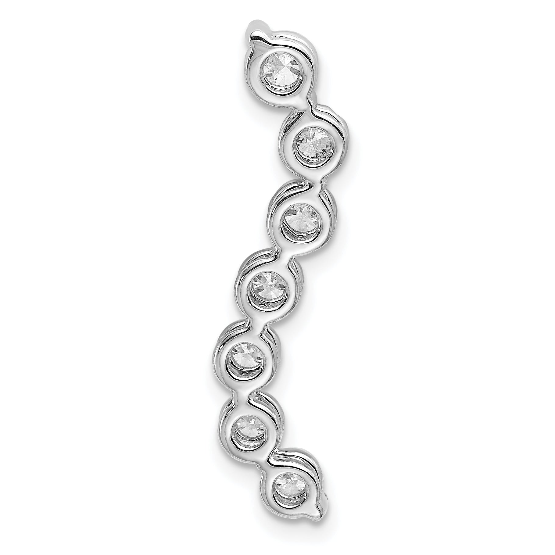 14k White Gold 3/4 carat Lab Grown Diamond VS/SI+ G+ Seven Stone Curved Bar Chain Slide Pendant