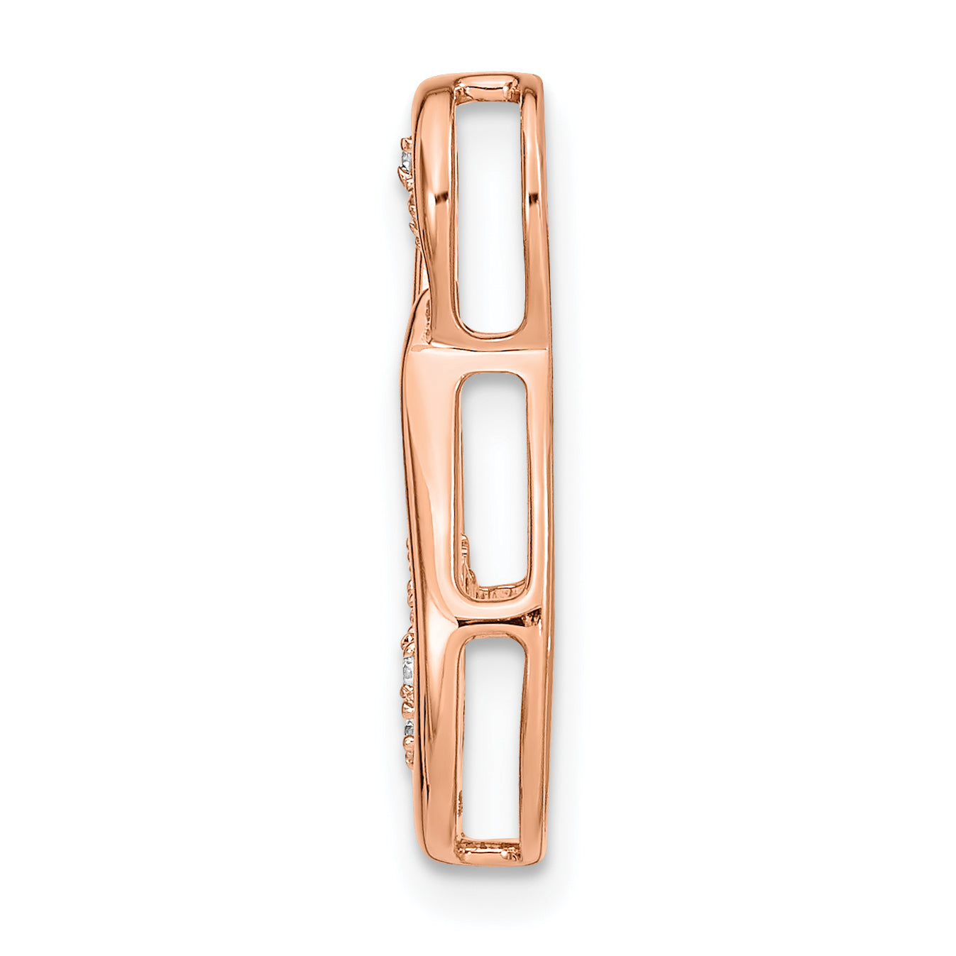 14k Rose Gold 1/8 carat Lab Grown Diamond VS/SI+ G+ Double Teardrop Chain Slide Pendant