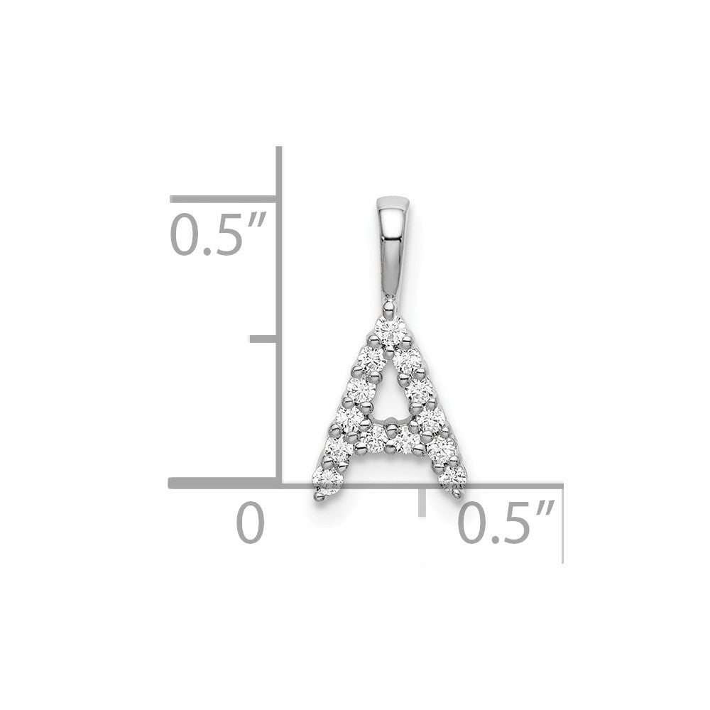14K White Gold Lab Grown VS/SI FGH Dia Letter A Initial Pendant