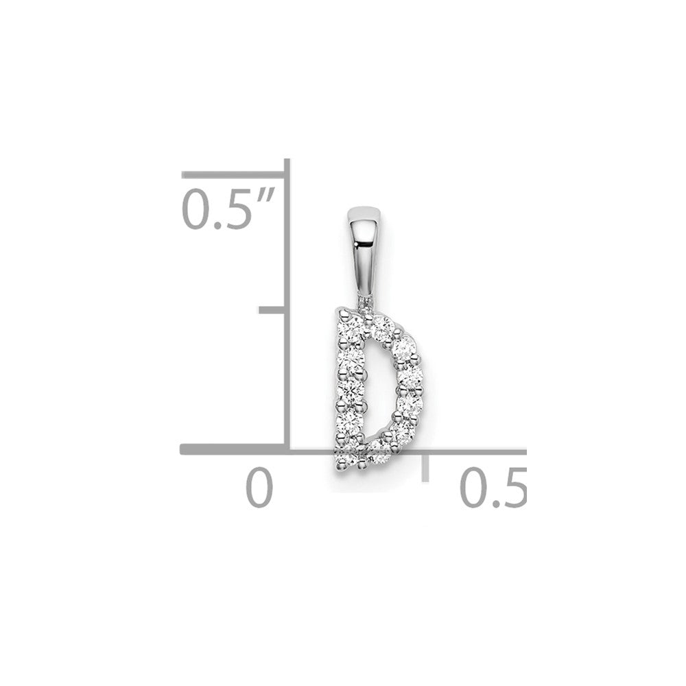 14K White Gold Lab Grown VS/SI FGH Dia Letter D Initial Pendant