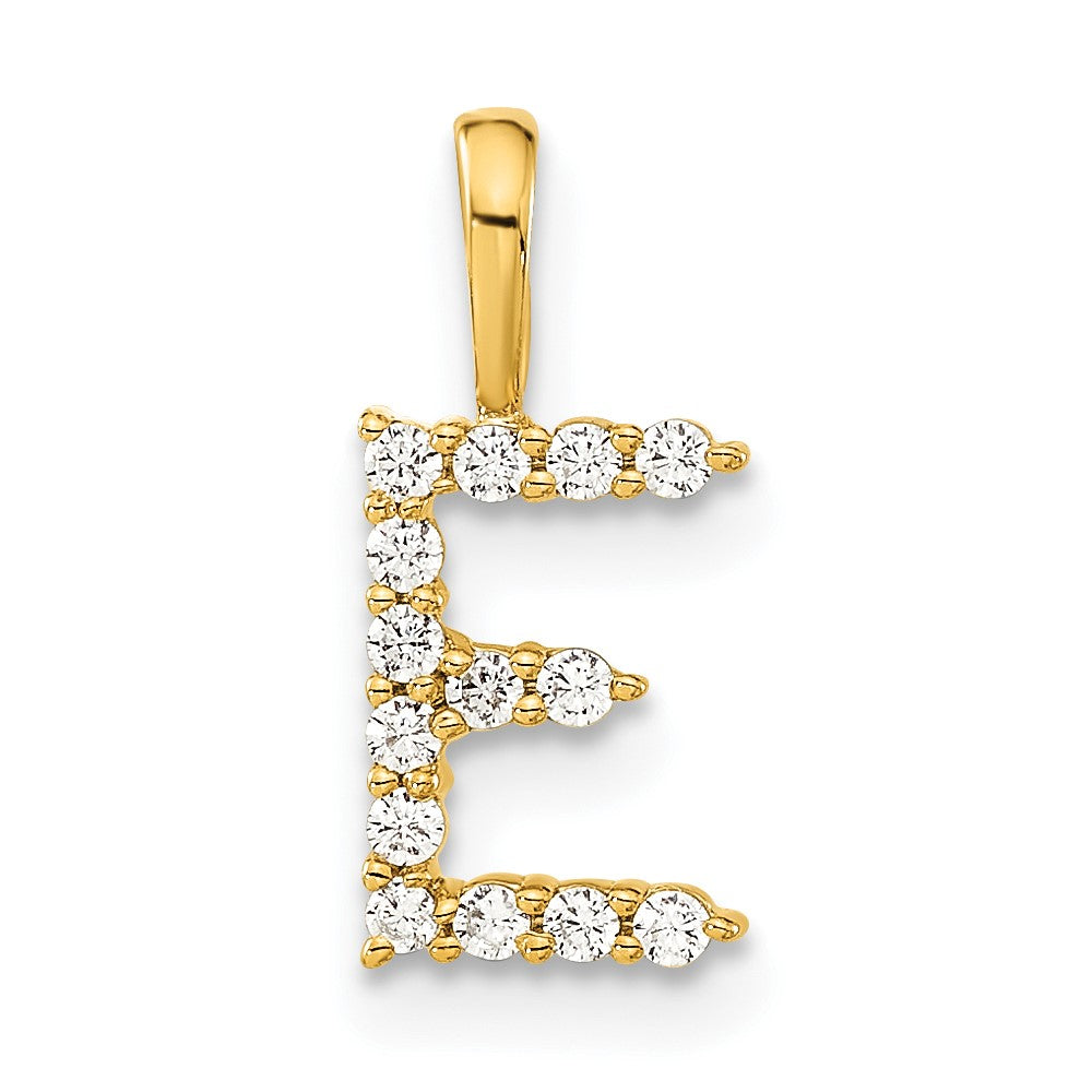 14K Lab Grown VS/SI FGH Dia Letter E Initial Pendant