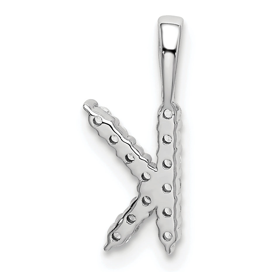 14k White Gold 1/8 carat Lab Grown Diamond VS/SI+ G+ Complete Letter K Initial Pendant