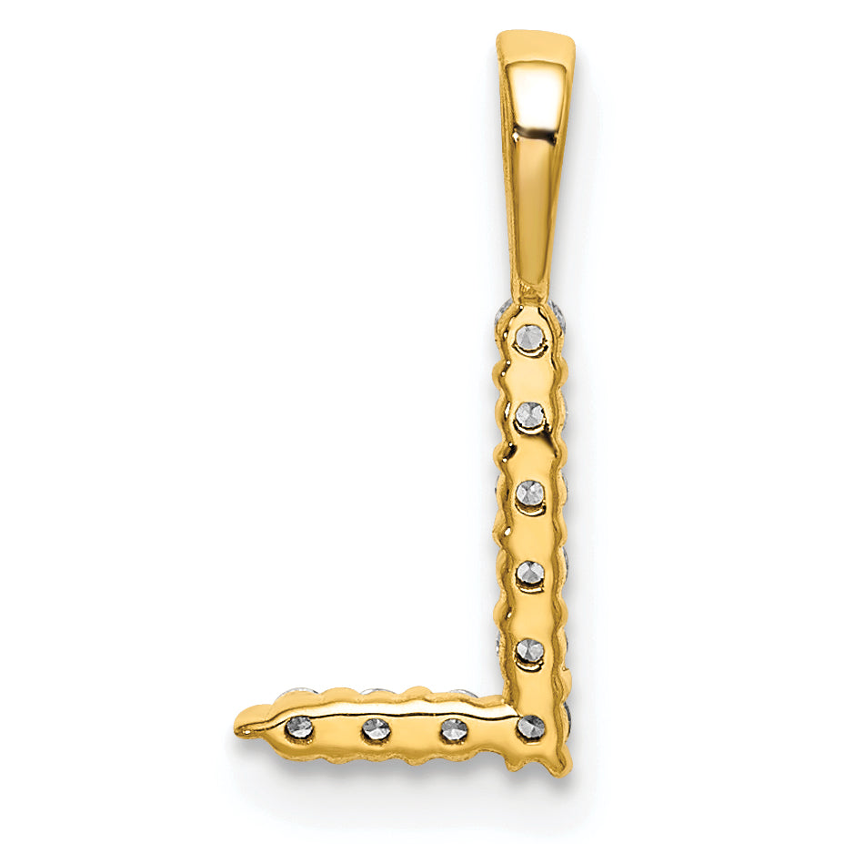 14k White Gold 1/10 carat Lab Grown Diamond VS/SI+ G+ Complete Letter L Initial Pendant